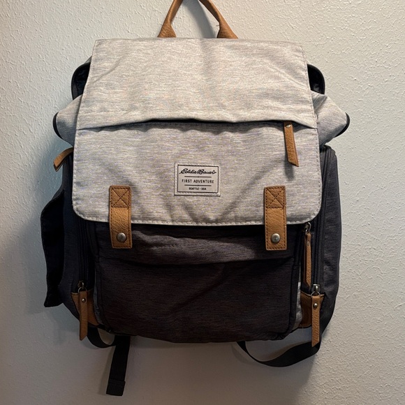 Eddie Bauer Two-Tone Backpack with Tan Accents , or diaper bag - Picture 1 of 6